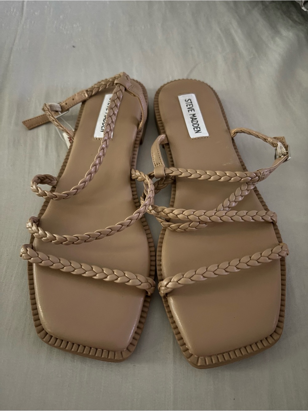 Steve Madden Braided-Strap Nude Tan Sandals